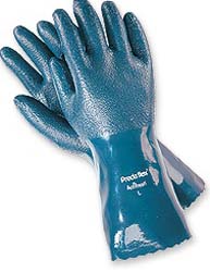 GLOVE NITRILE FULL DIP;BLUE INTERLOCK ROUGH 14 - Disposable